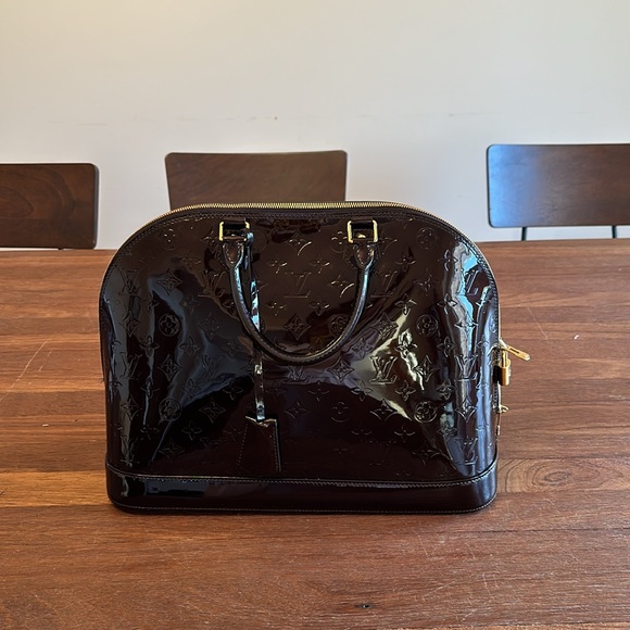 Louis Vuitton Handbags - Louis Vuitton Alma Vernis Patent Leather Monogram Embossed Handbag Red Wine